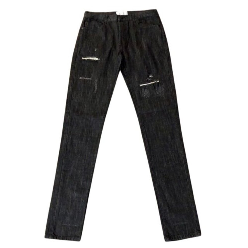 Black Scale USA Distressed Black Jeans Mens 34 Long Tall Button Fly NWOT